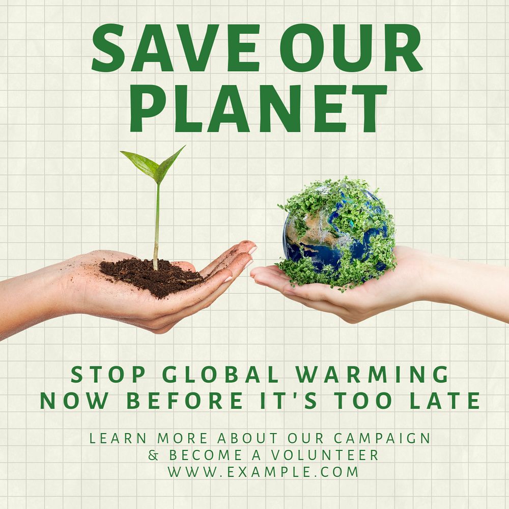 Save our planet  Instagram post template, editable text