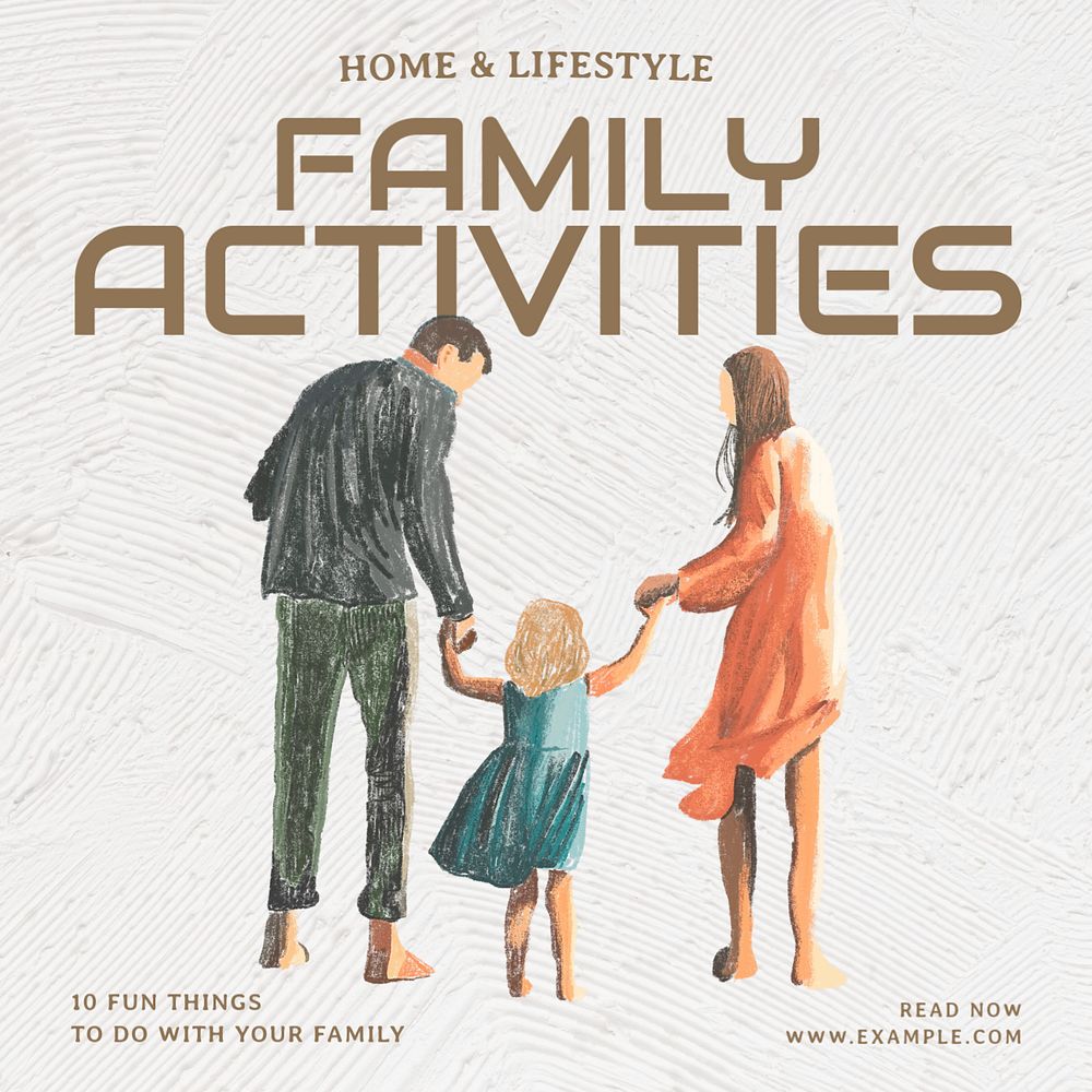 Family activities  Instagram post template, editable text