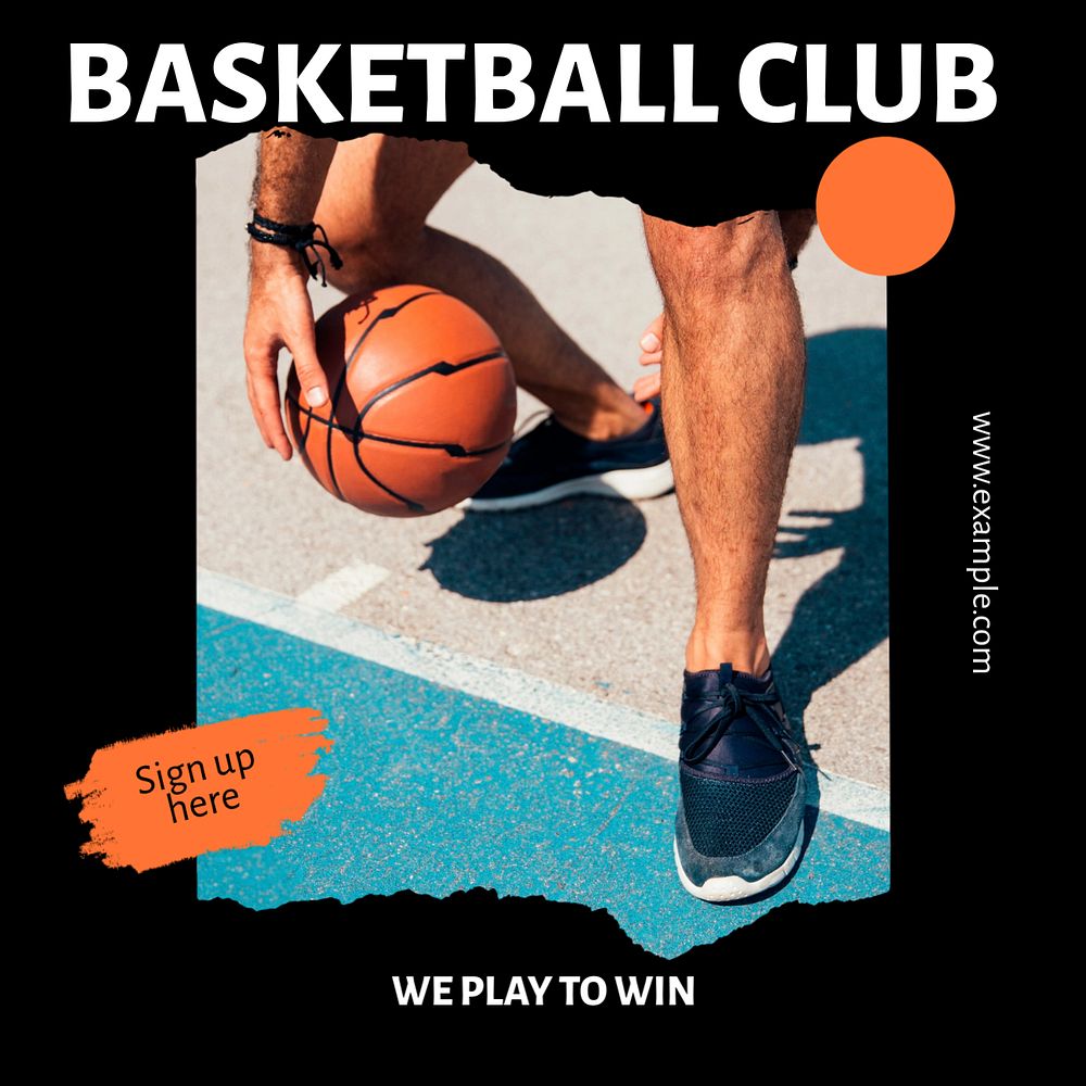 Basketball club  Instagram post template, editable text