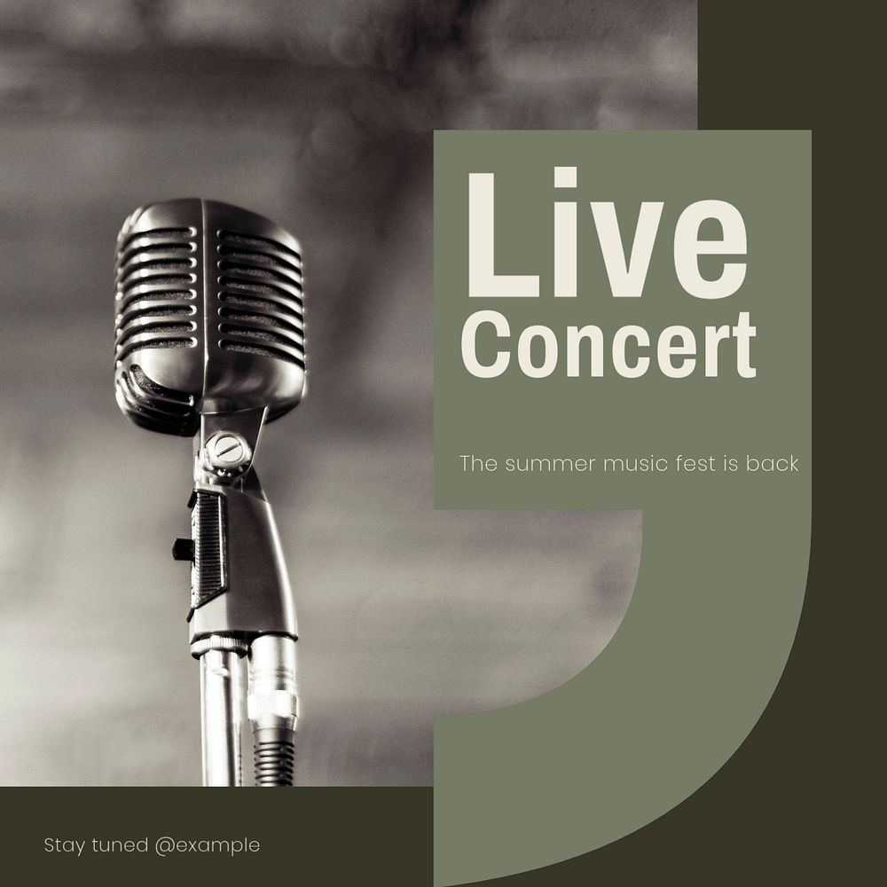 Live concert Instagram post template, editable text