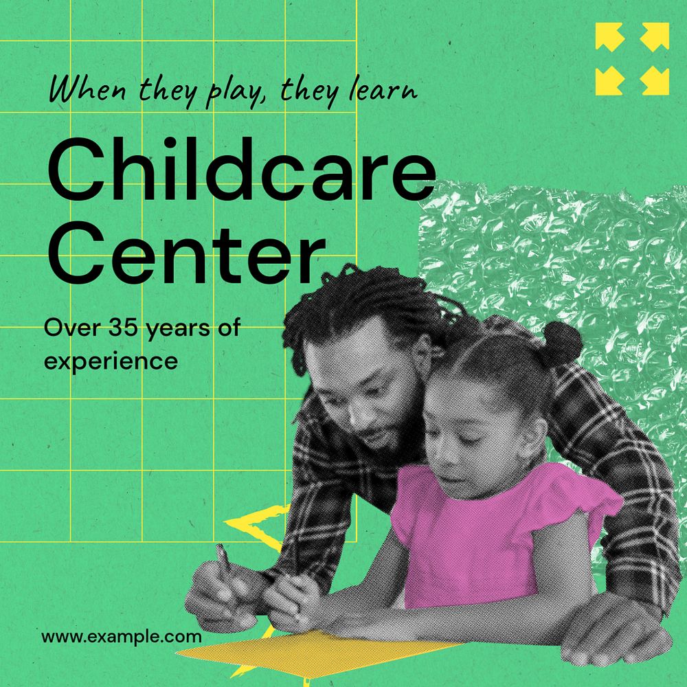 Childcare center   Instagram post template, editable text