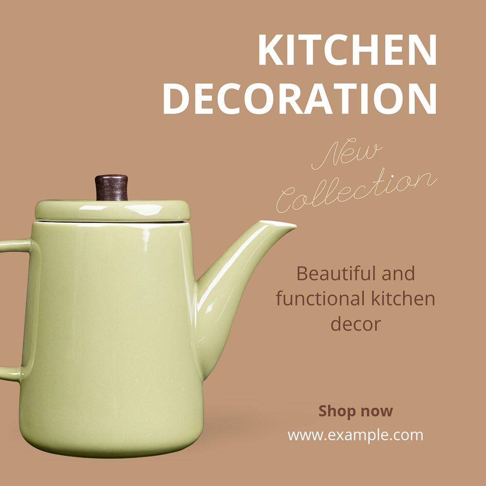 Kitchen decoration  Instagram post template, editable text