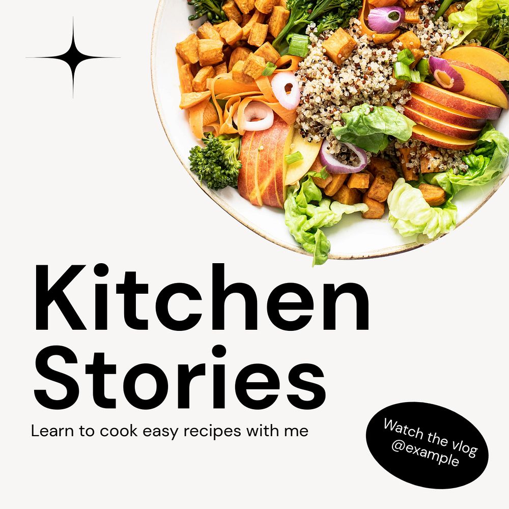 Kitchen stories Instagram post template, editable text