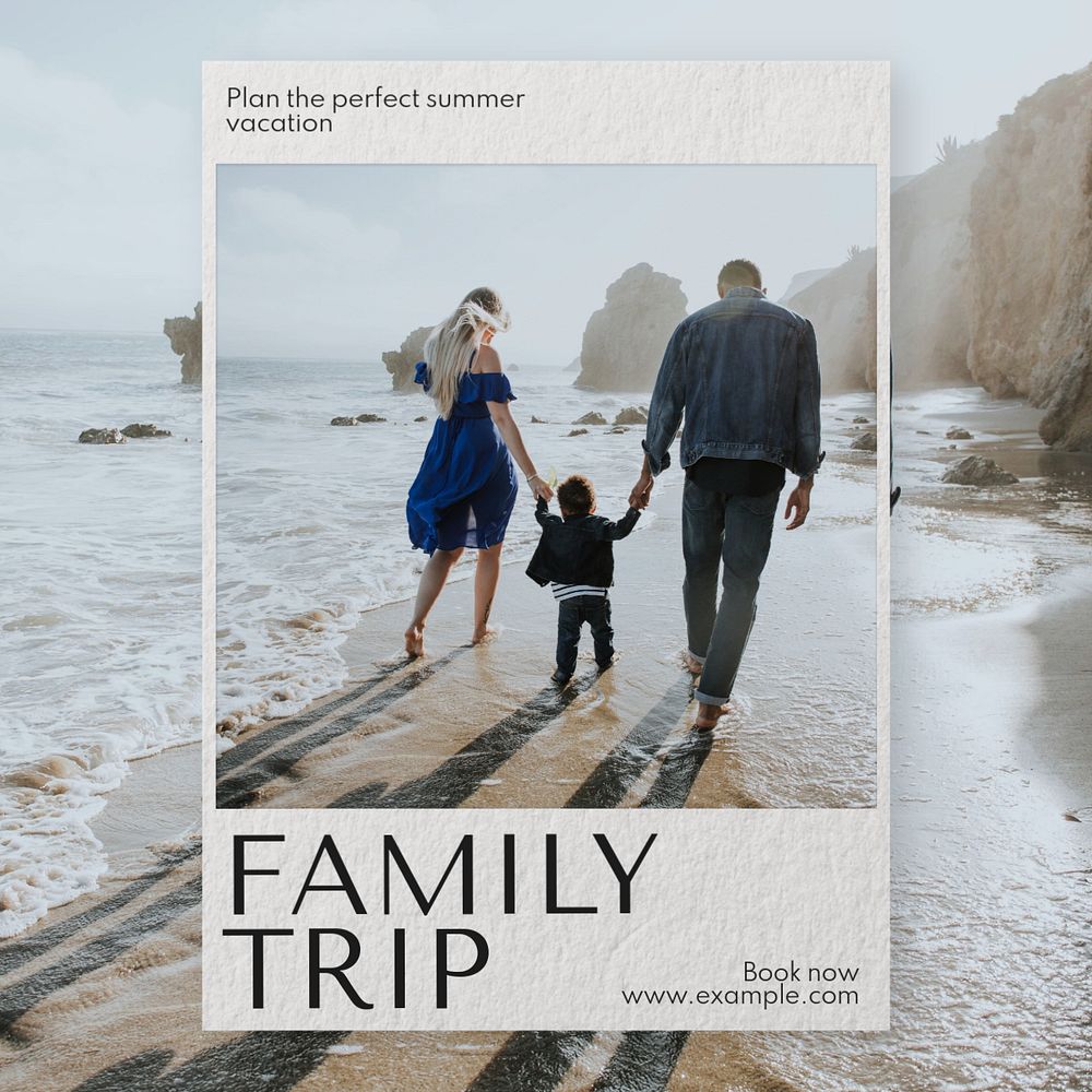 Family trip  Instagram post template, editable text