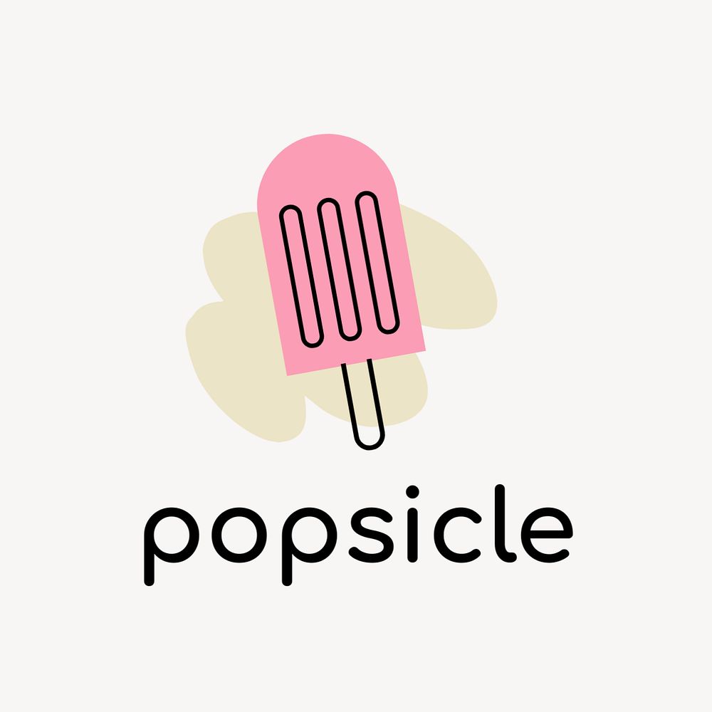 Popsicle shop editable logo, line art design