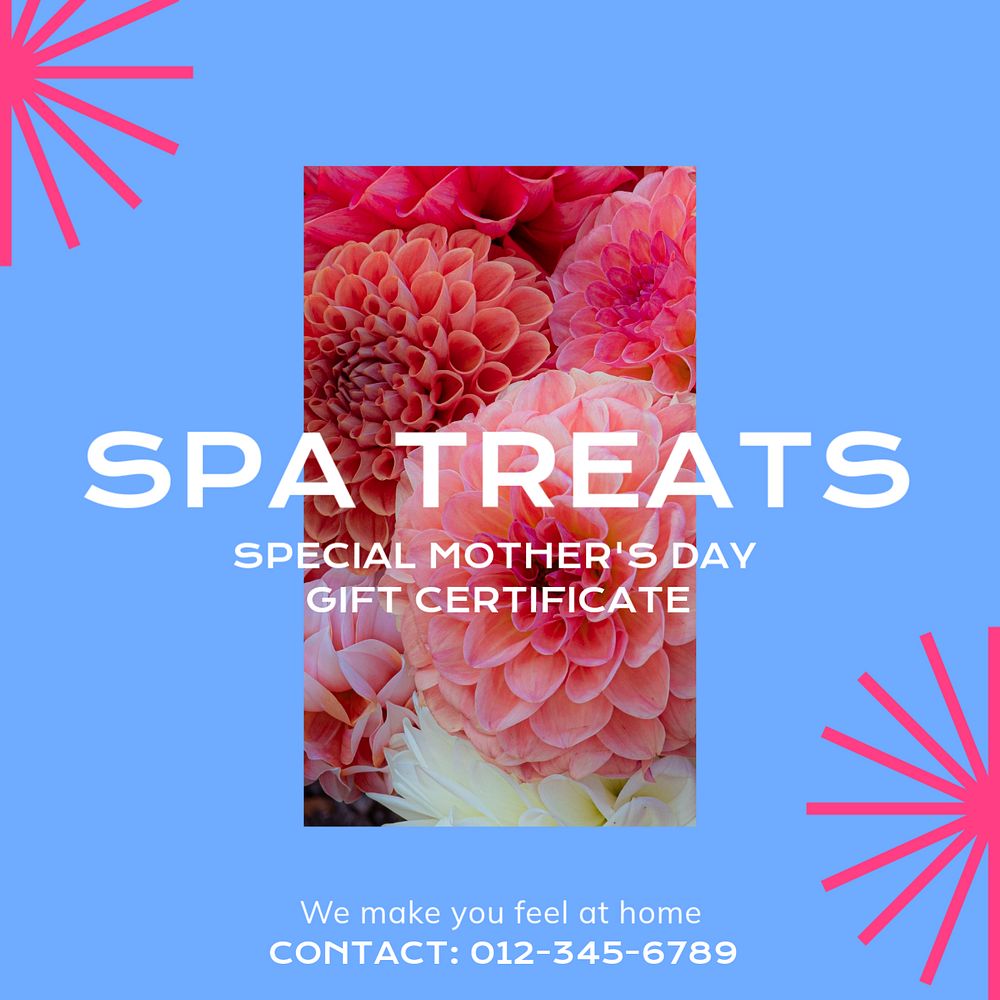 Spa treatment  Instagram post template, editable text