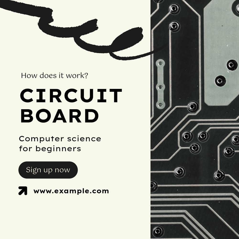 Circuit board Instagram post template, editable text