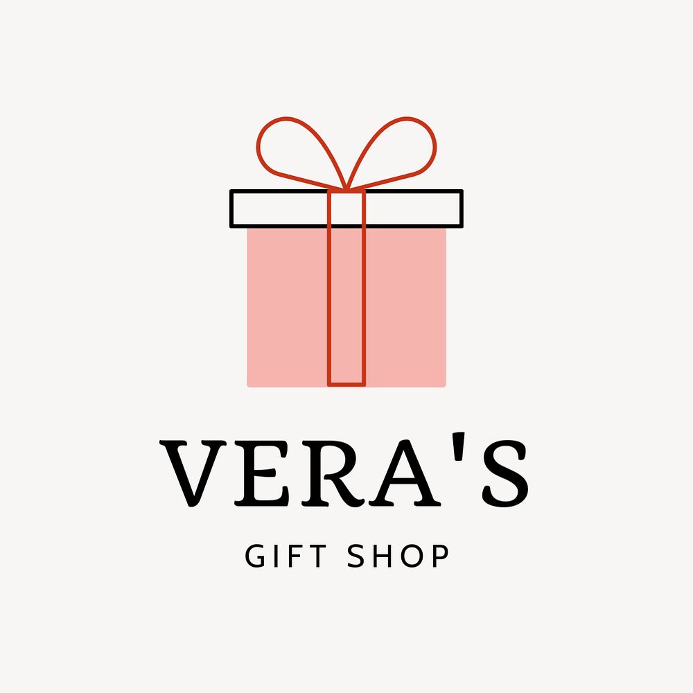 Gift shop editable logo, line art design