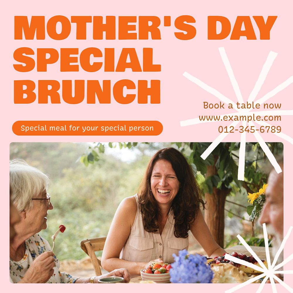 Mother's day brunch  Instagram post template, editable text