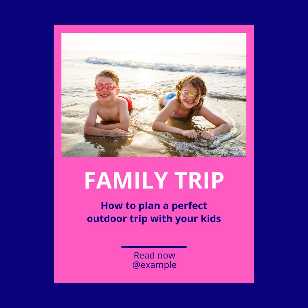 Family trip  Instagram post template, editable text