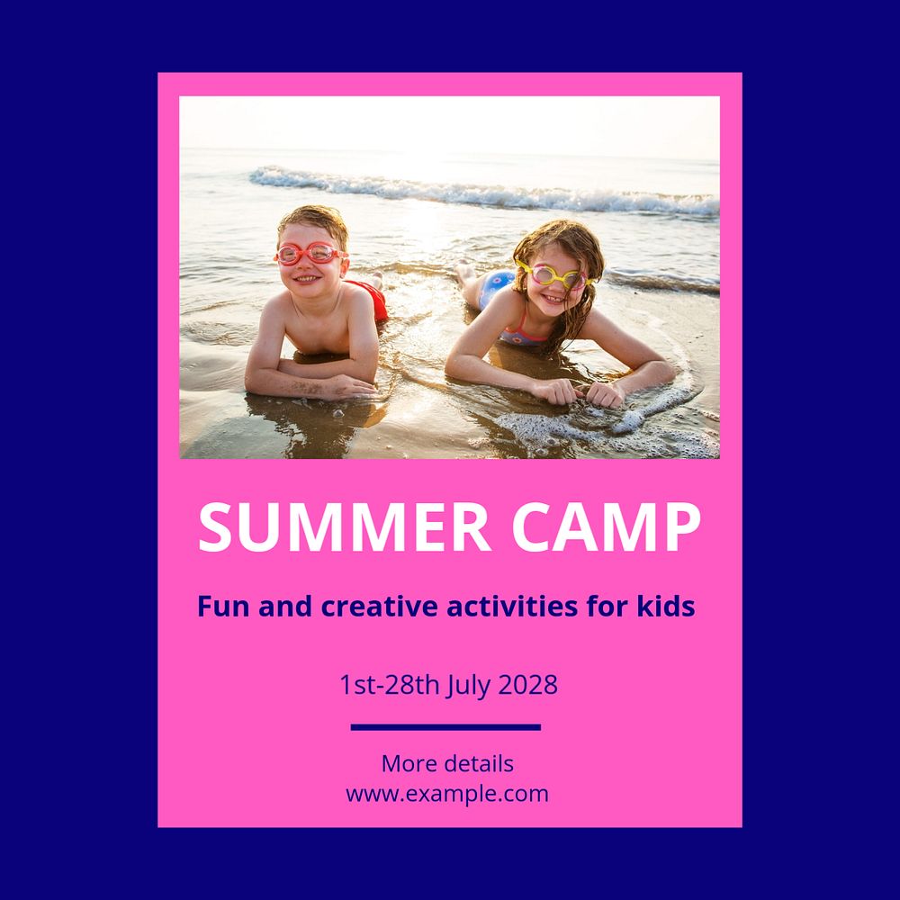 Summer camp  Instagram post template, editable text