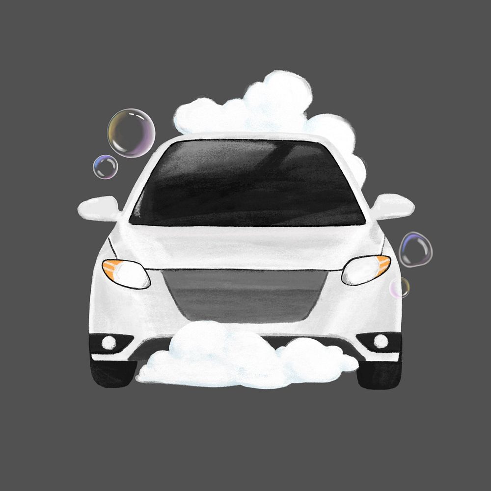 Car wash illustration black background, editable design