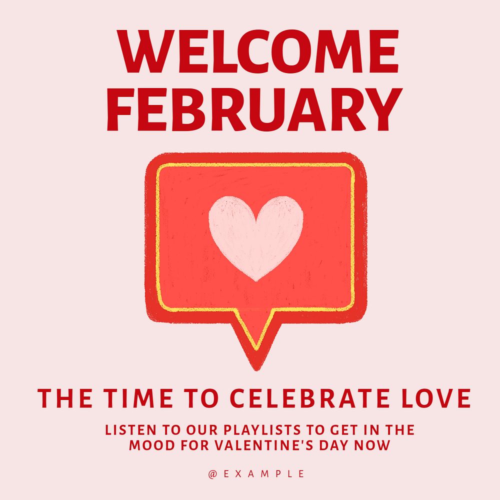 Welcome February Instagram post template, editable text