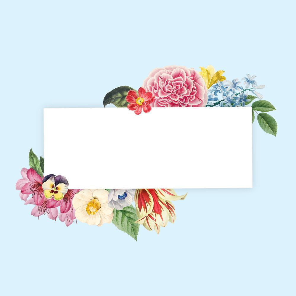 Editable floral rectangle frame, botanical illustration