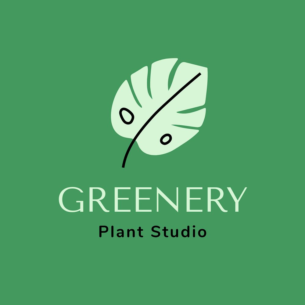 Plant studio editable logo, line art design