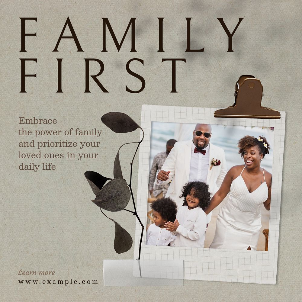 Family first  Instagram post template, editable text