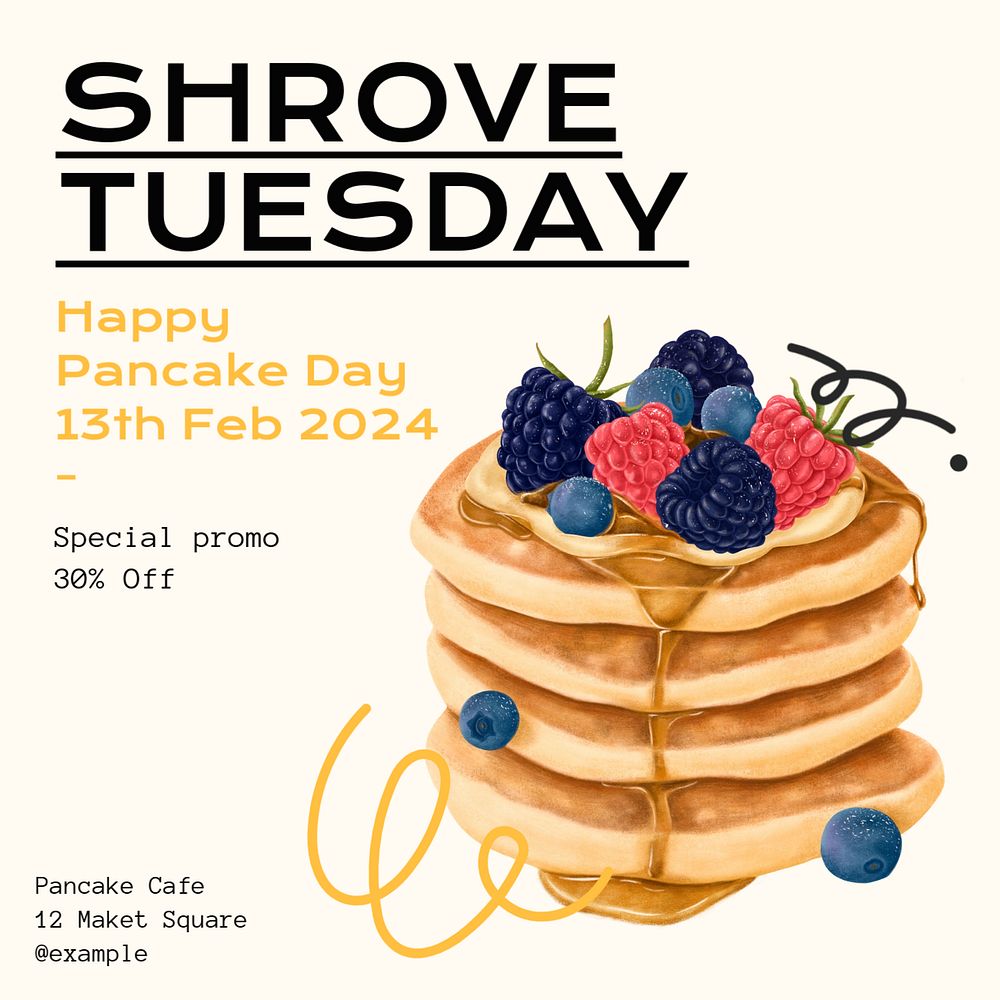 Holy Shrove Tuesday Instagram post template, editable text