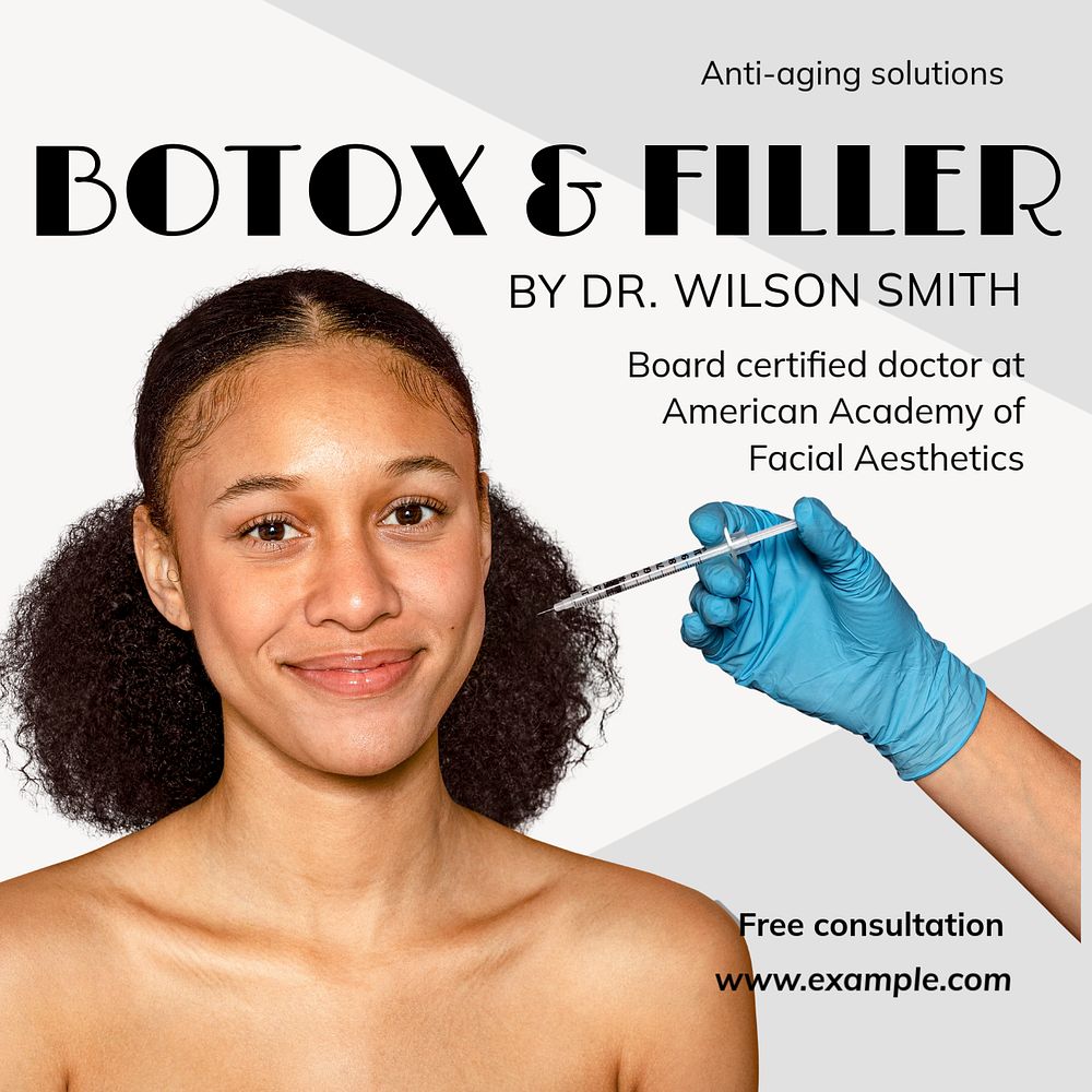 Botox & filler Instagram post template, editable text