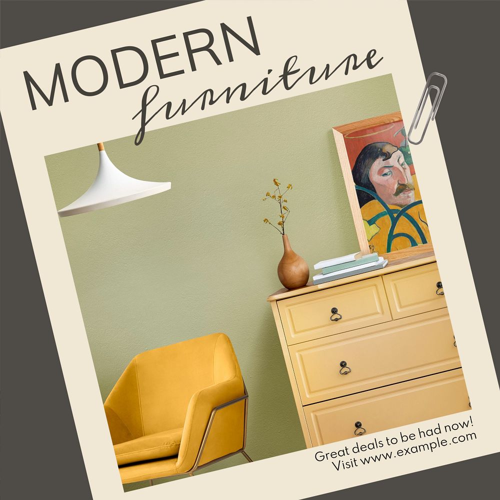 Modern furniture  Instagram post template, editable text