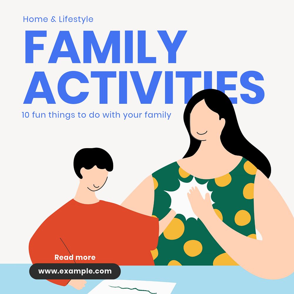 Family activities Instagram post template, editable text