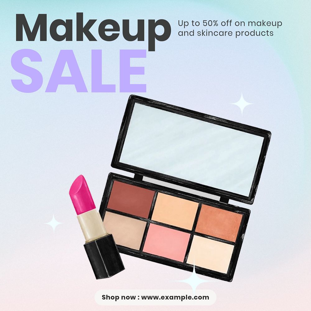 Makeup sale  Instagram post template, editable text