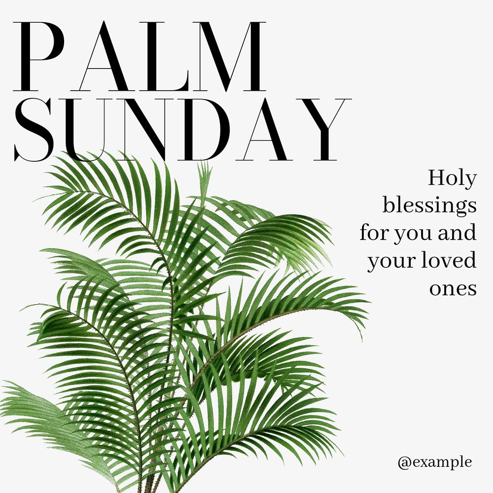 Palm Sunday  Instagram post template, editable text