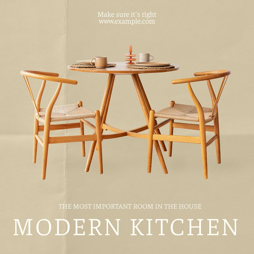 Kitchen design   Instagram post template, editable text