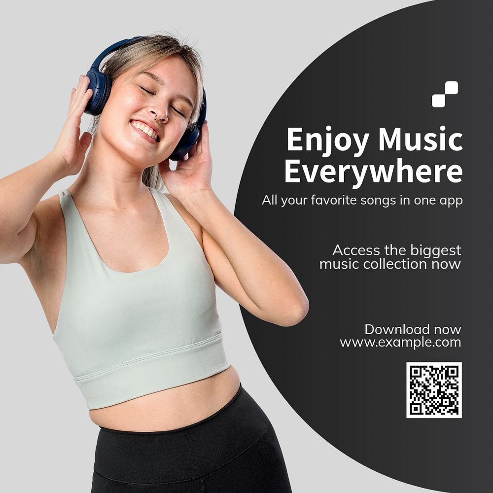 Music everywhere Instagram post template, editable design