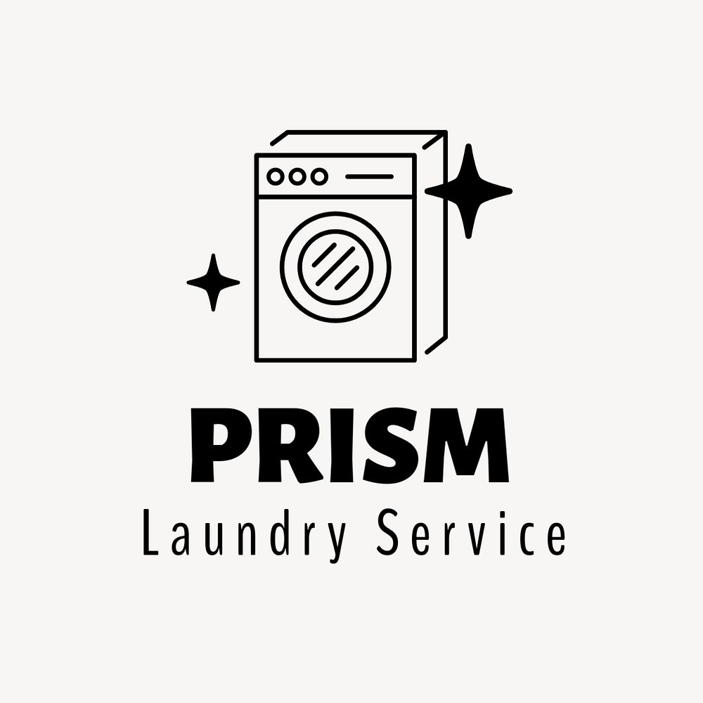 Laundry service editable logo, line art design