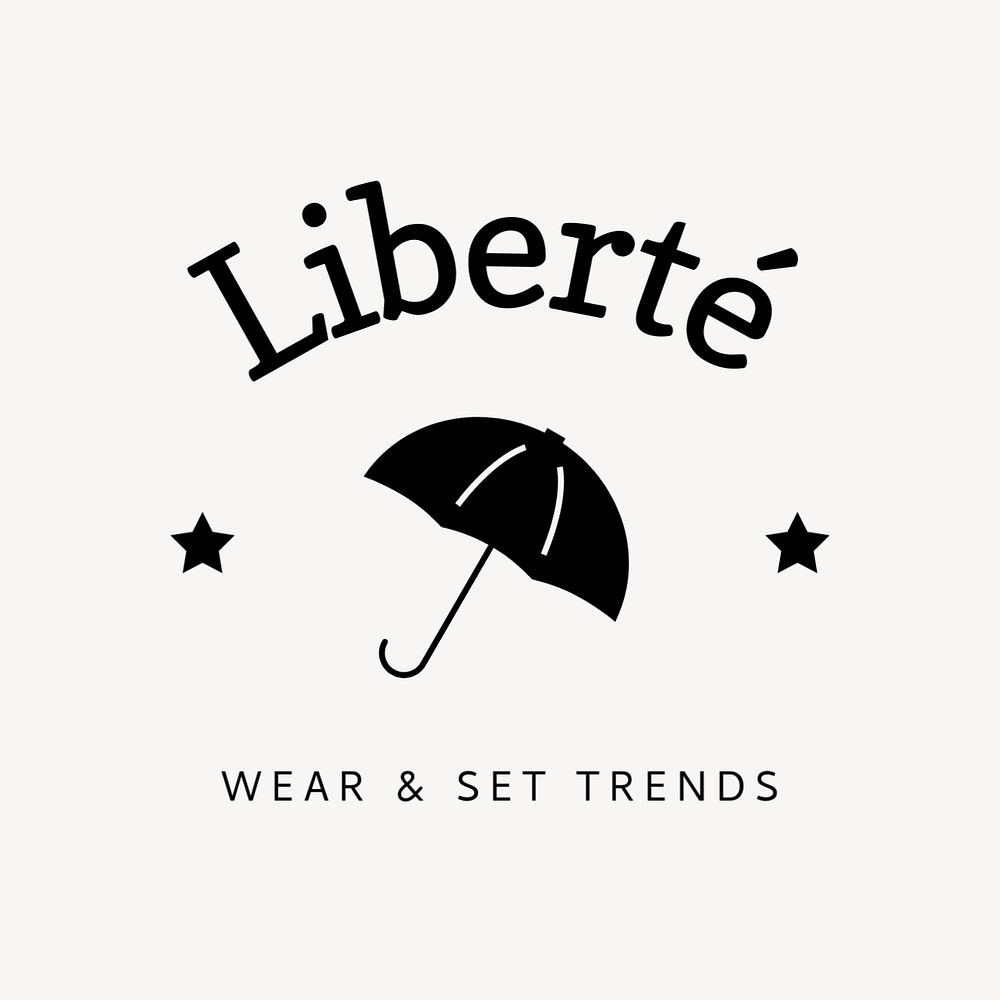 Umbrella fashion brand editable logo, line art design