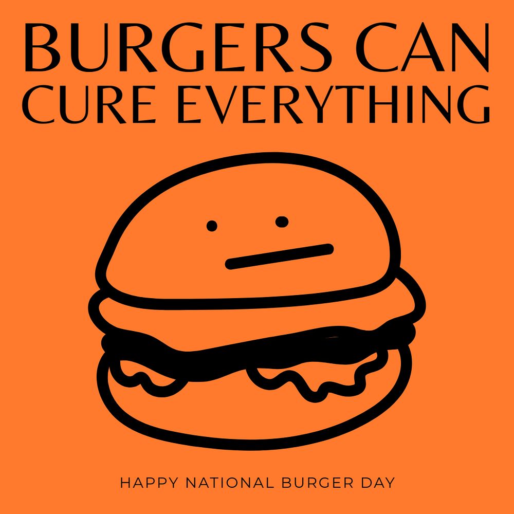 Burger Day Instagram post template, editable text