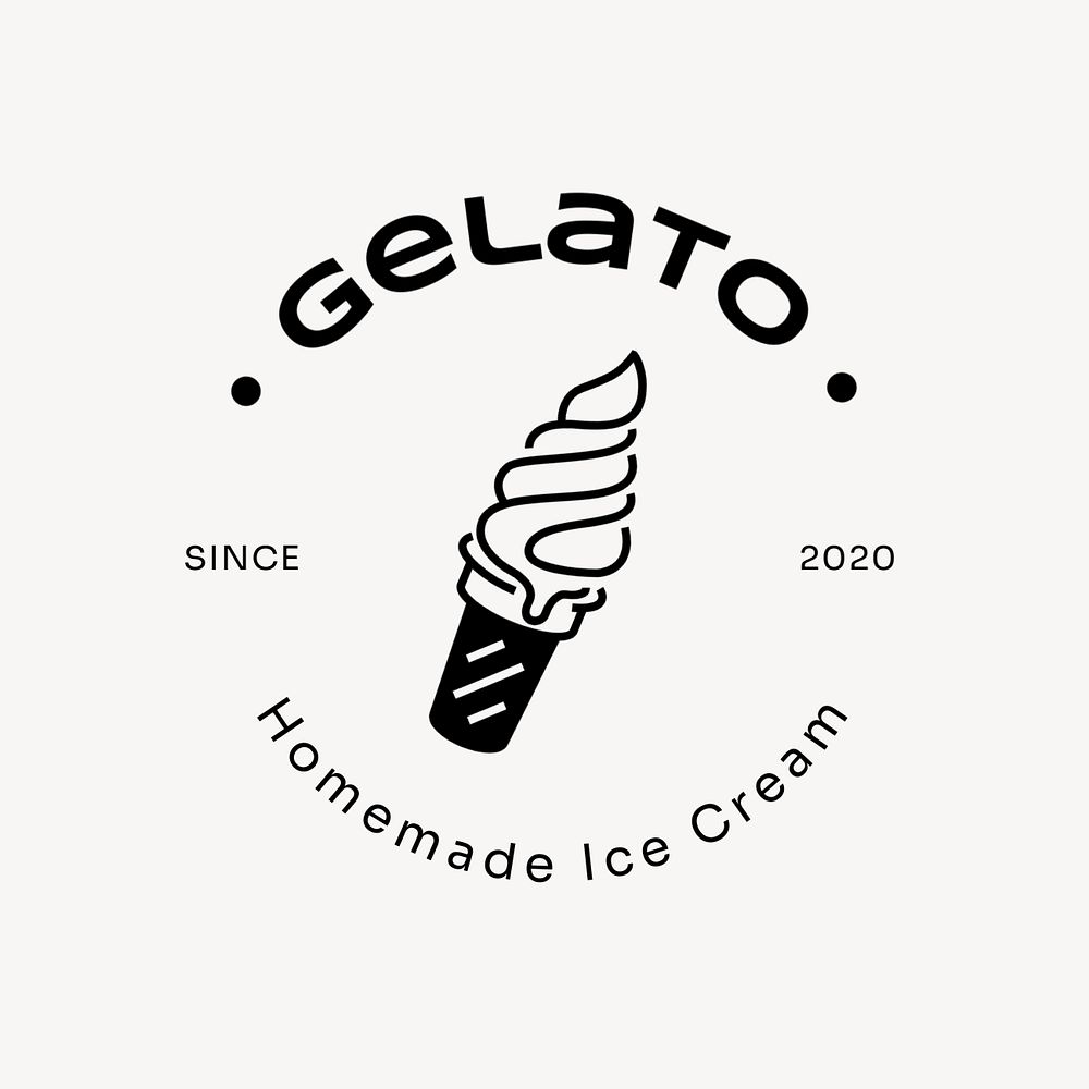 Gelato shop editable logo, line art design