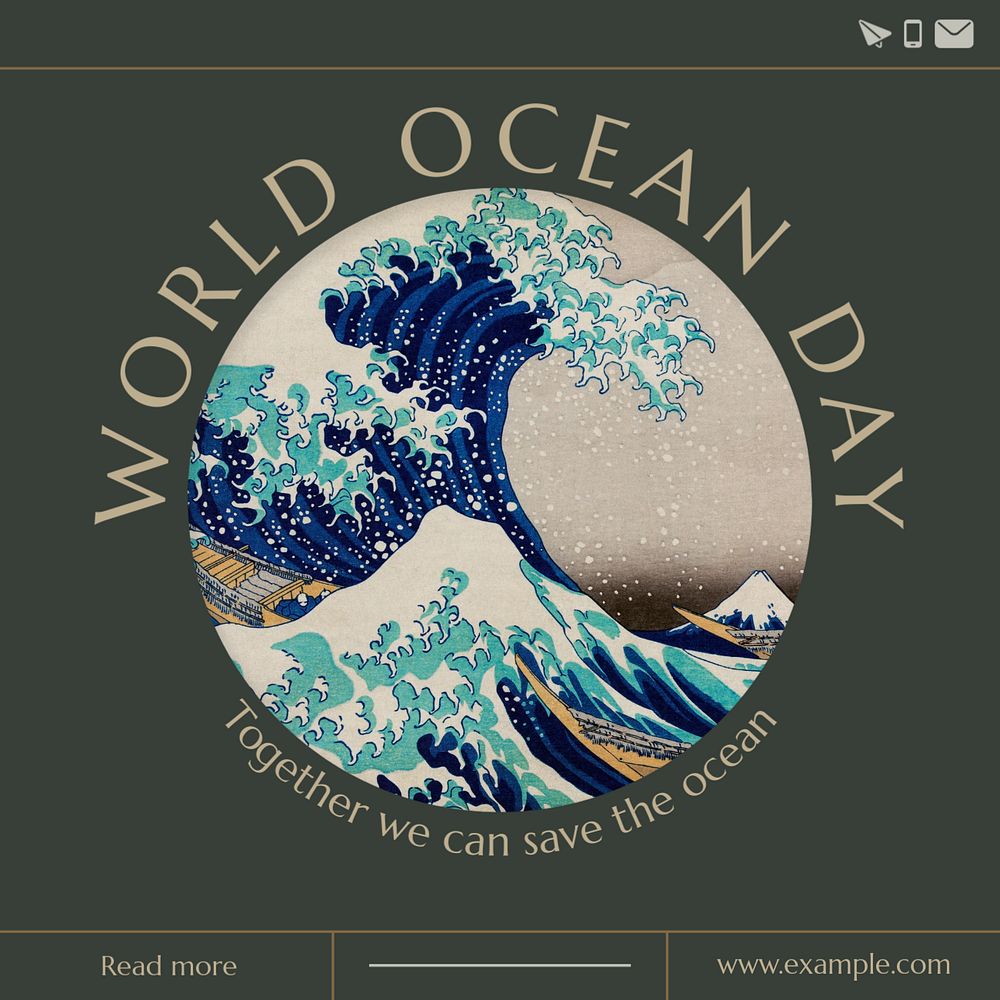 World ocean day Instagram post template, editable text