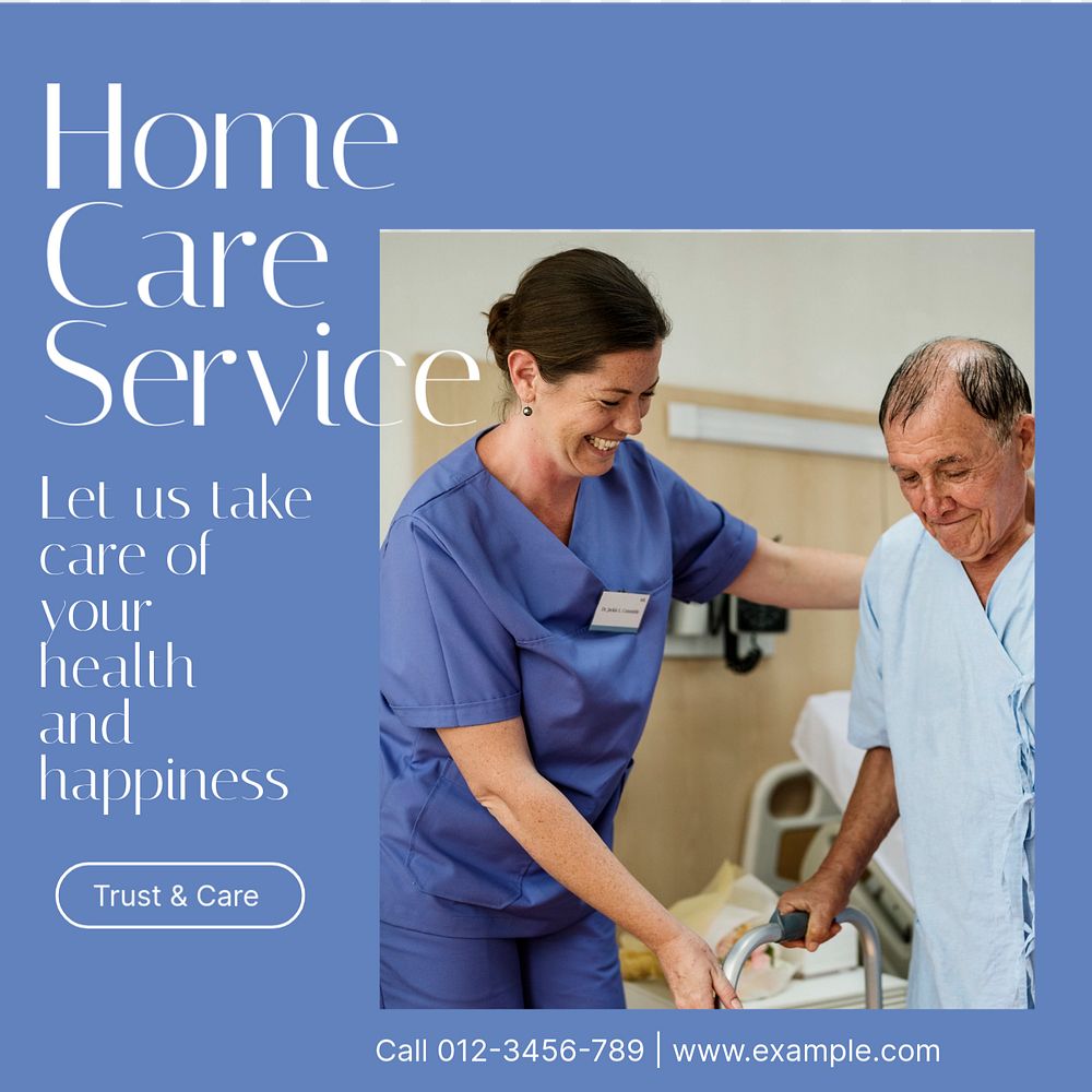 Home care service Instagram post template, editable text