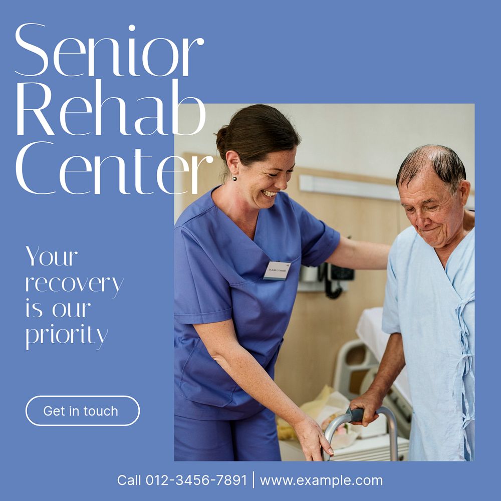 Senior rehab center  Instagram post template, editable text