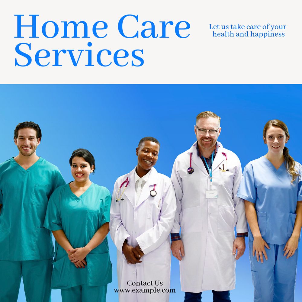 Home care services  Instagram post template, editable text