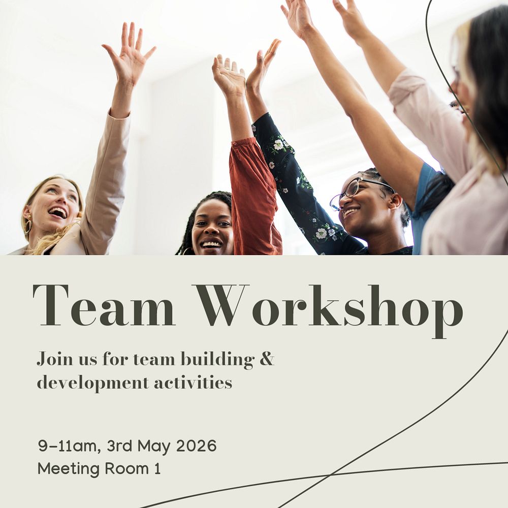 Team workshop Instagram post template, editable text