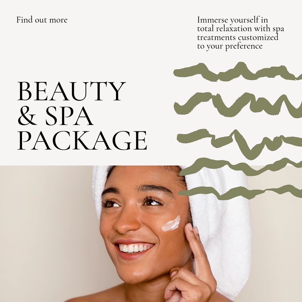 Beauty spa package Instagram post template, editable text