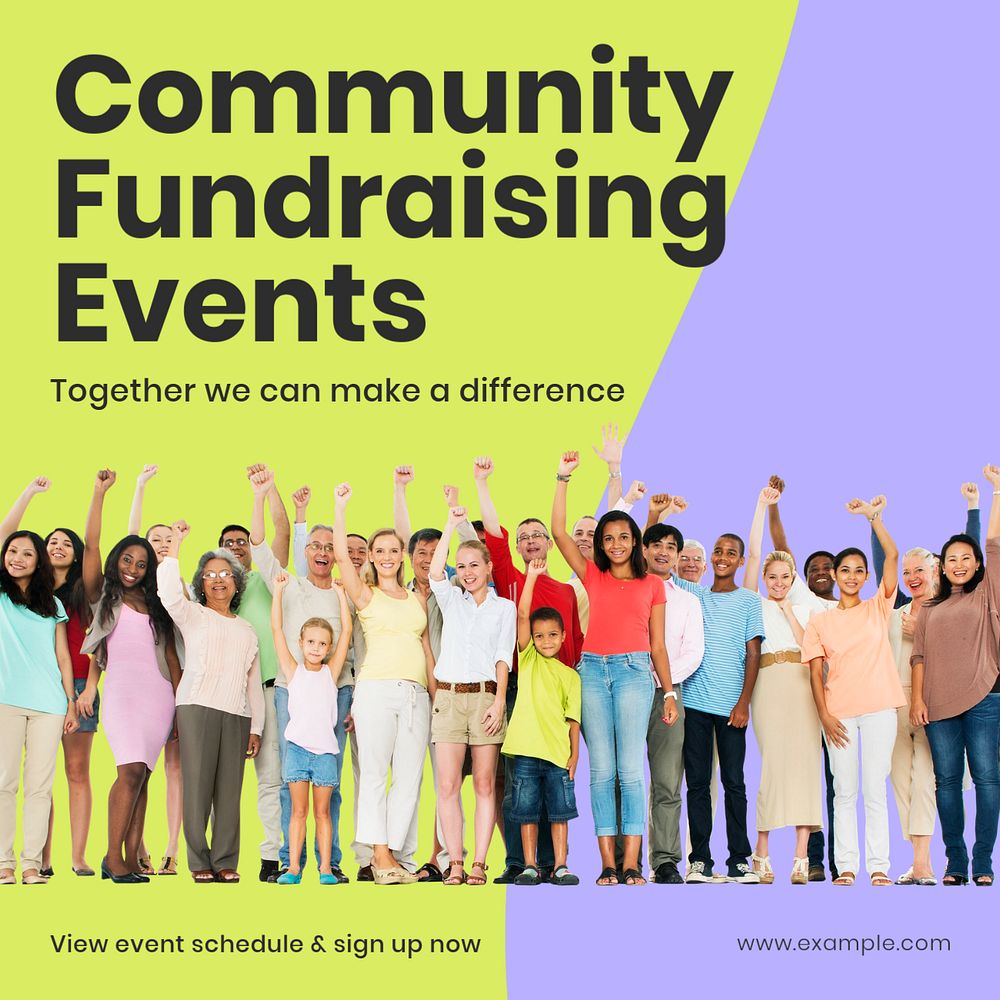 Community fundraising & events Instagram post template, editable text