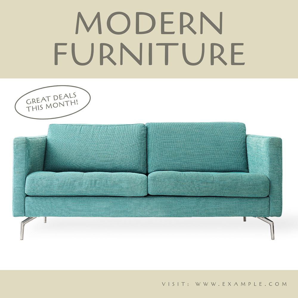 Modern furniture Instagram post template, editable text