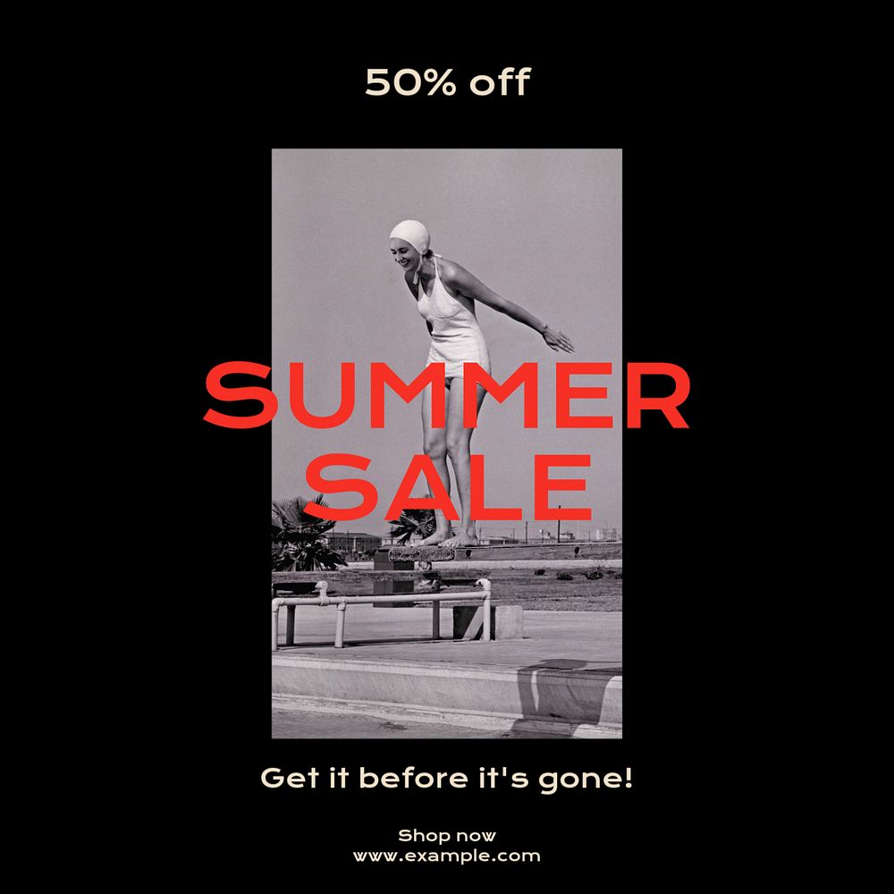 Summer sale Instagram post template, editable text