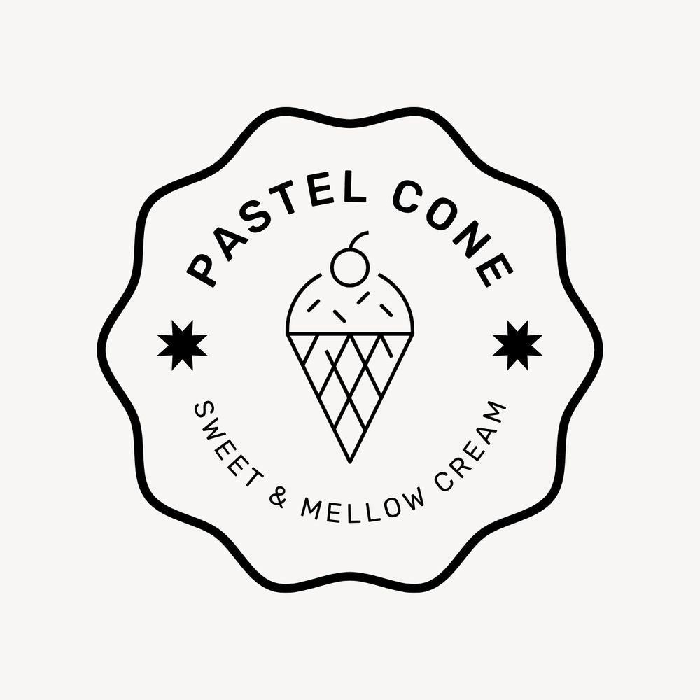 Ice-cream shop editable logo, line art design