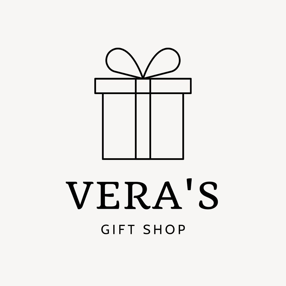 Gift shop editable logo, line art design