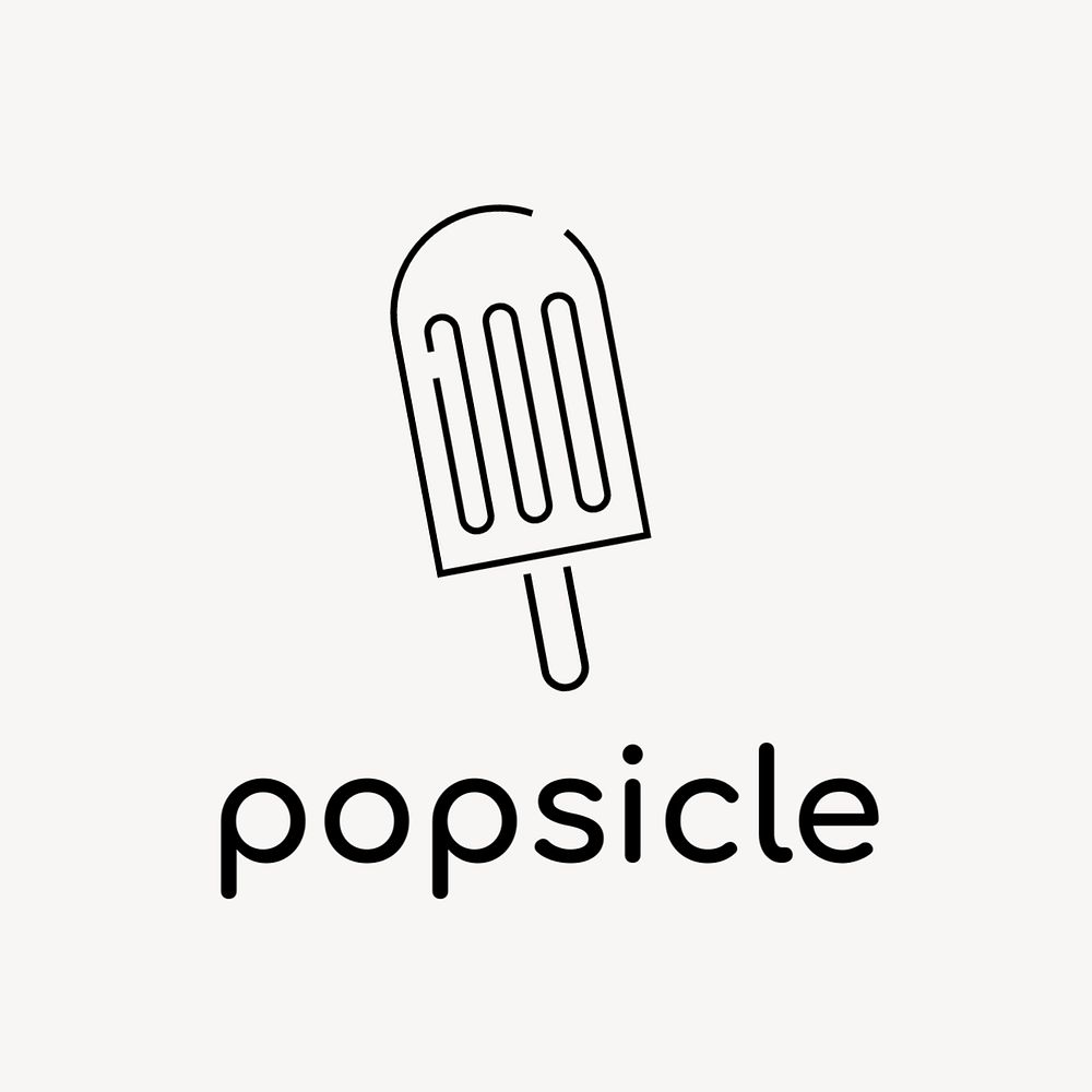 Popsicle shop editable logo, line art design