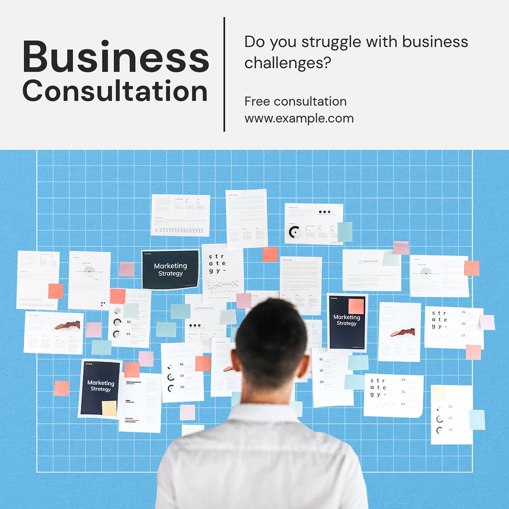 Business consultation Instagram post template, editable text