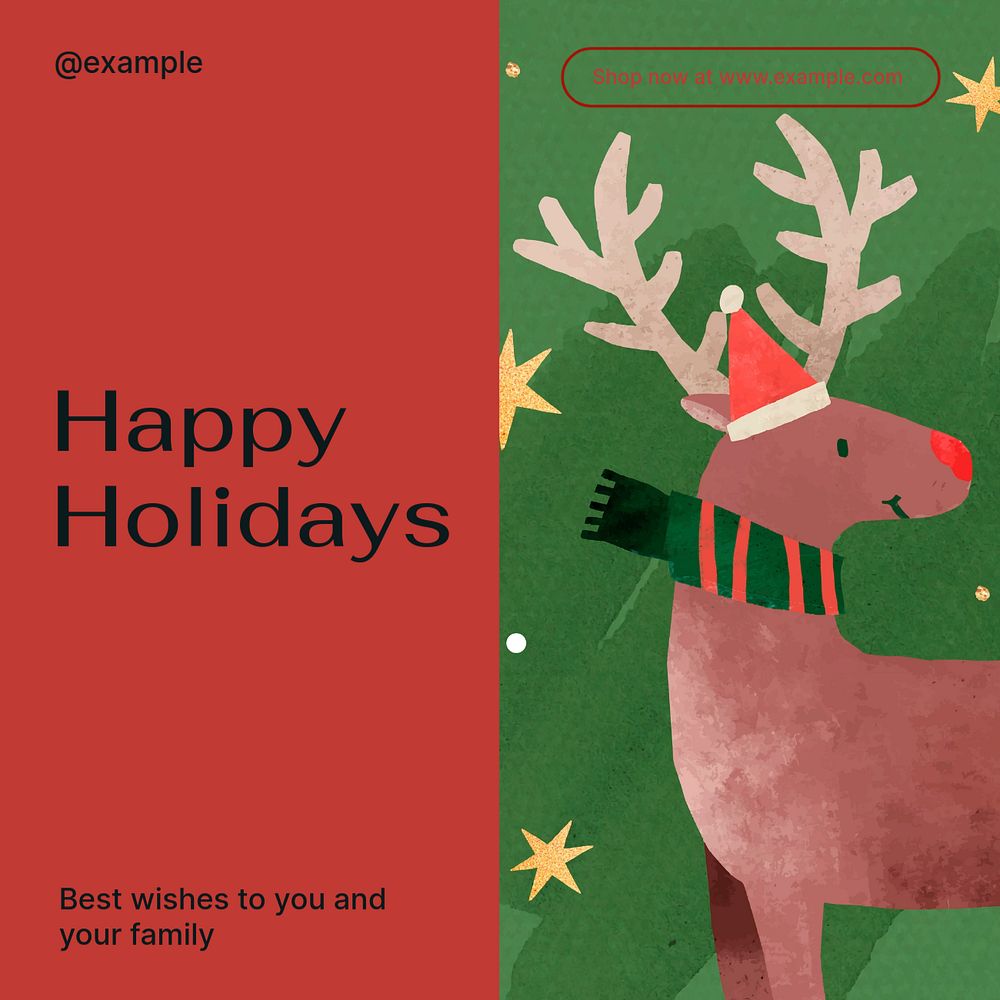 Happy holidays Instagram post template, editable text