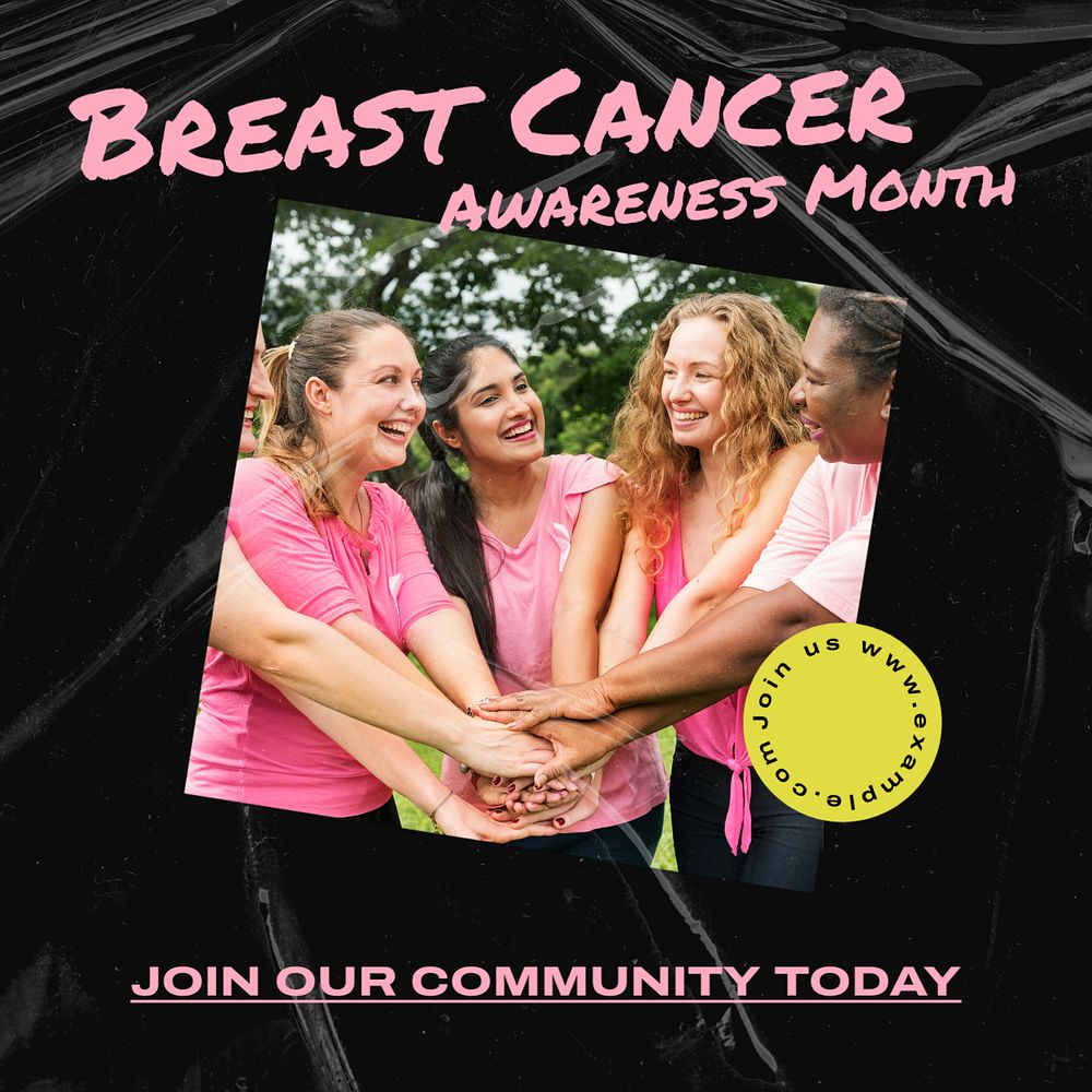 Breast cancer awareness Instagram post template, editable text