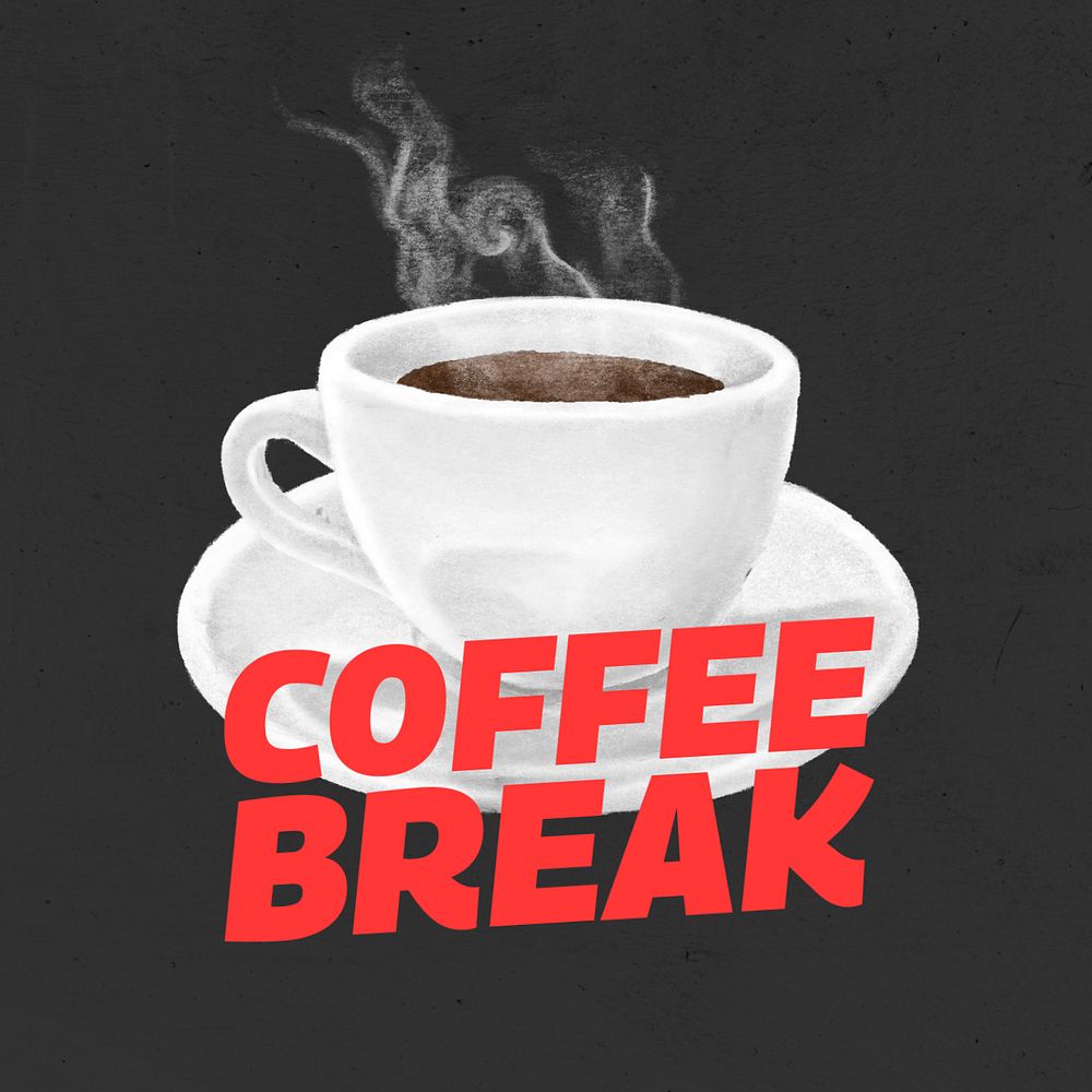 Coffee break Instagram post template, editable text