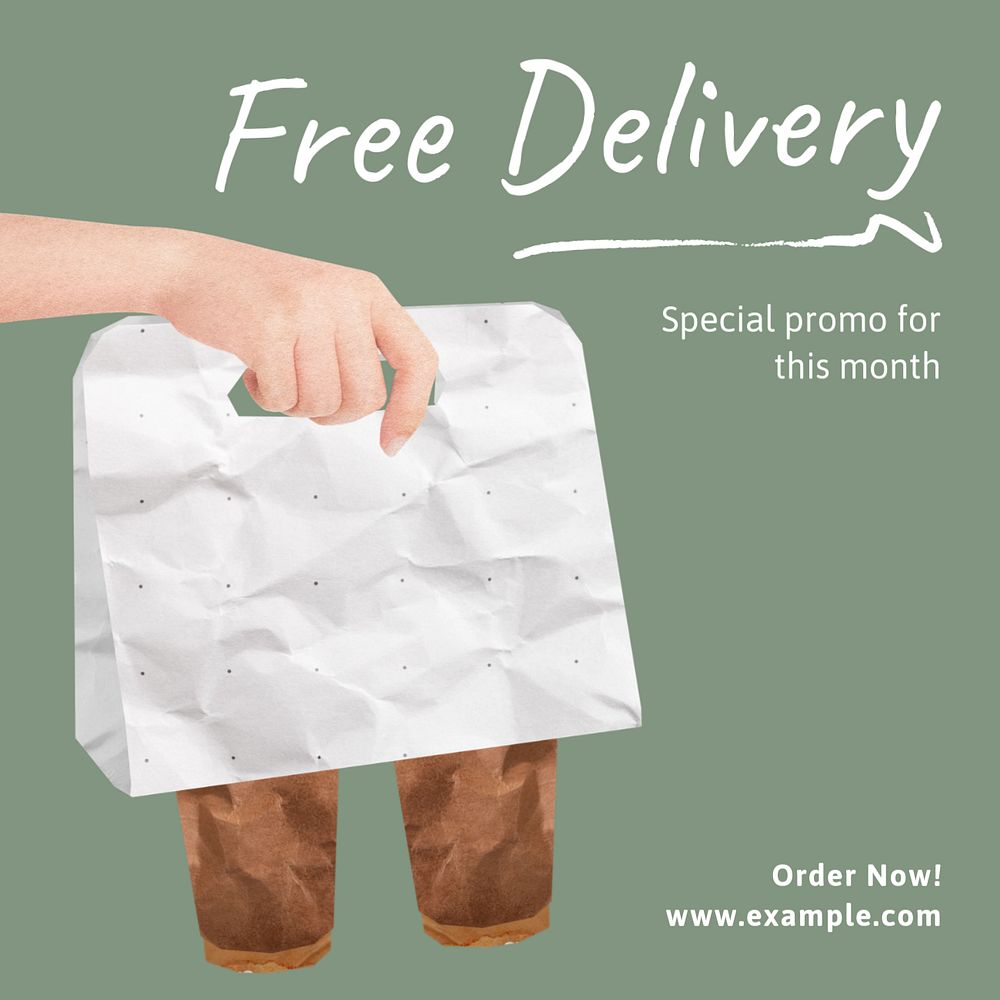 Free delivery Instagram post template, editable text