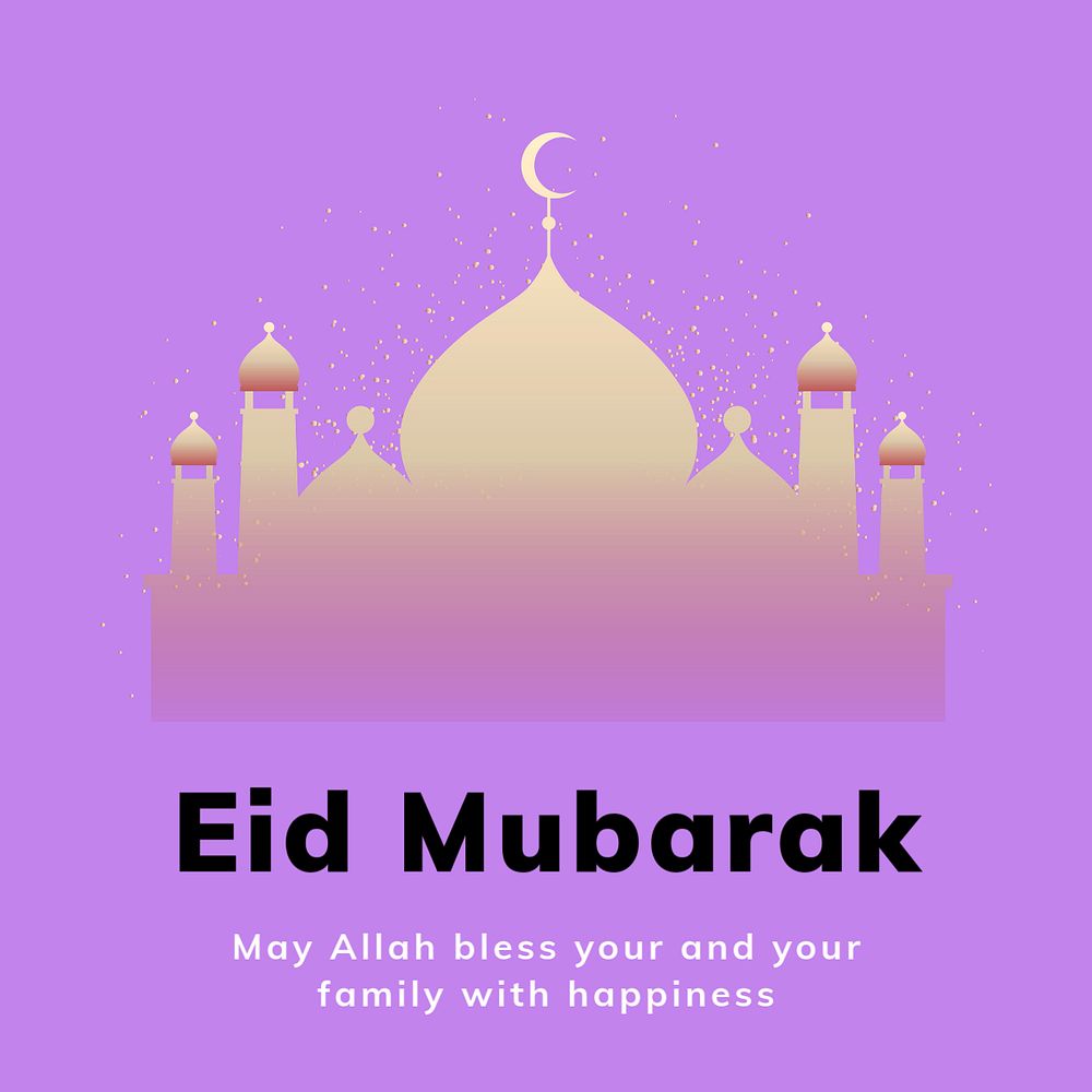 Eid mubarak Instagram post template, editable text